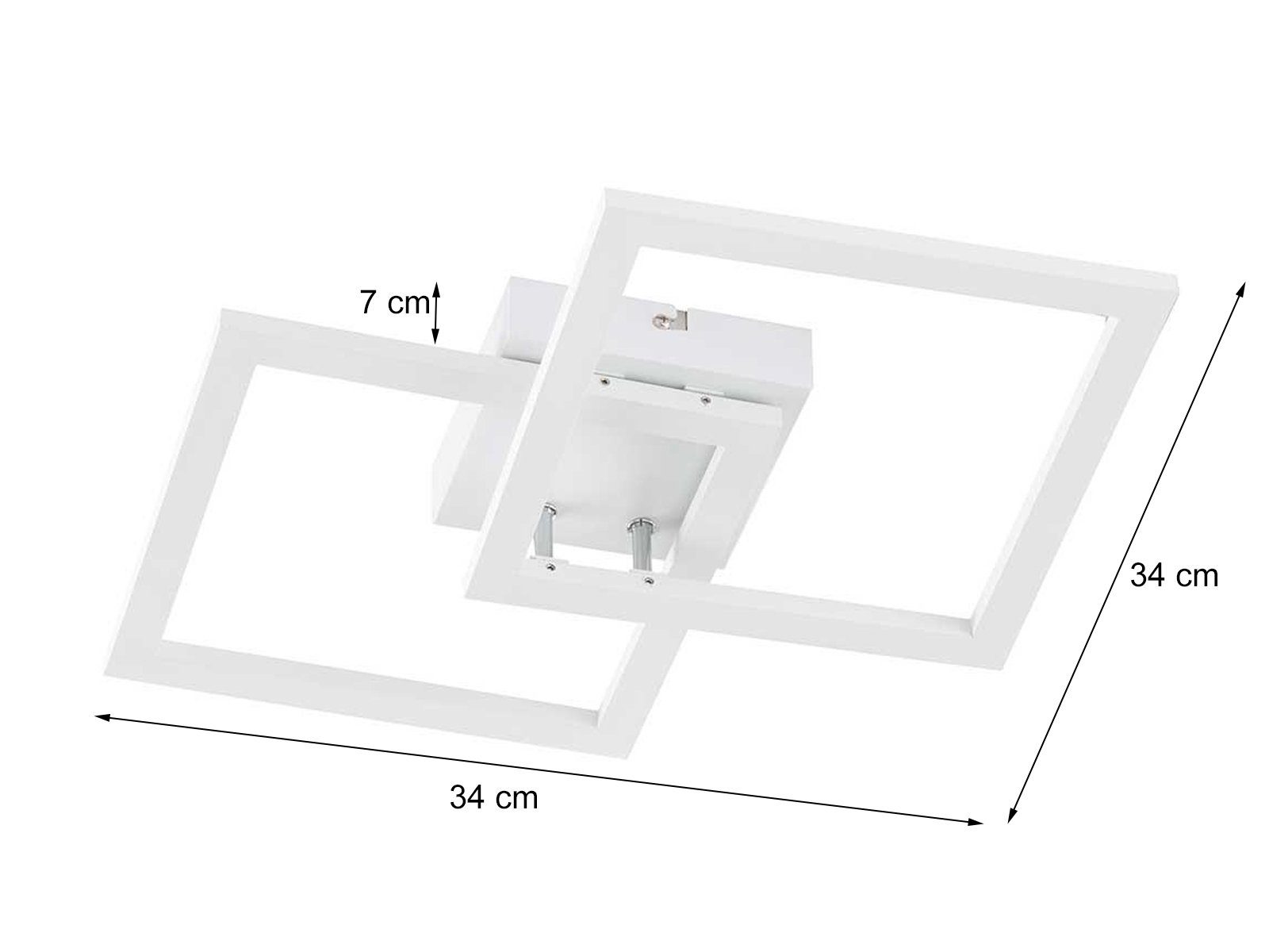 WOFI LED Deckenleuchte, indirekte Decken-Beleuchtung Treppenhaus, Weiß 34x34cm flach Flurlampe Weiß matt integriert, LED Warmweiß, fest