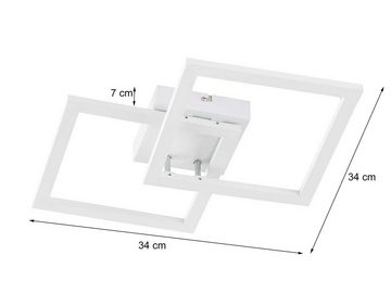 WOFI LED Deckenleuchte, LED fest integriert, Warmweiß, indirekte Decken-Beleuchtung Treppenhaus, Flurlampe flach Weiß 34x34cm