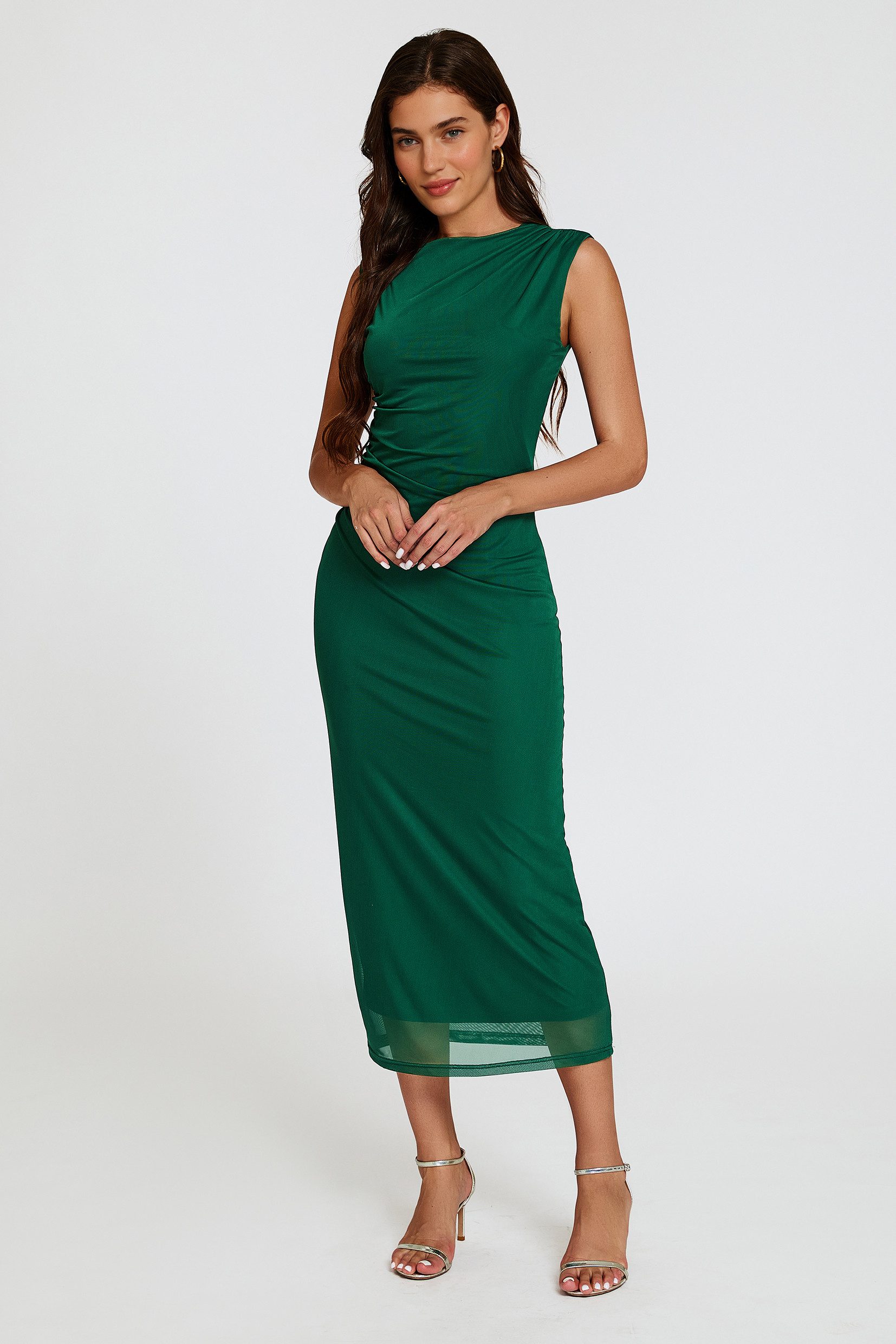 FS Collection Abendkleid Midikleid Etuikleid Abendkleid Bodyconkleid Cocktailkleid (XS (EU:36 / UK:8) · S (EU:38 / UK:10) · M (EU:40 / UK:12) · L (EU:42 / UK:14) · XL (EU:44 / UK:16) Mesh-Obermaterial, Drapierungen, figurbetonter Schnitt