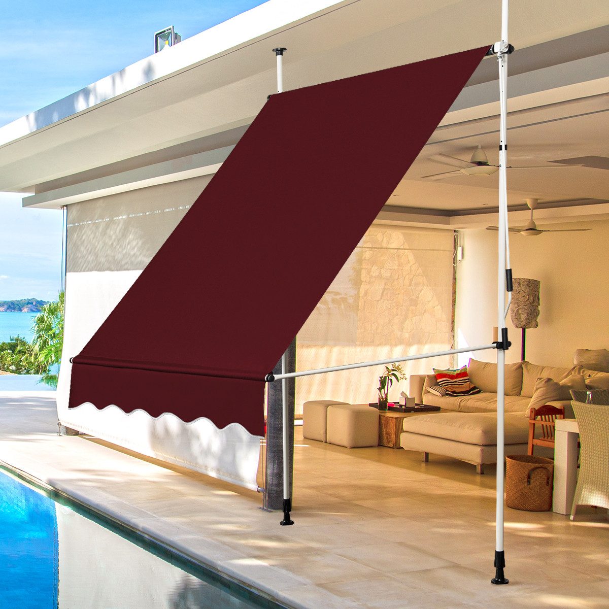 COSTWAY Klemmmarkise 150cm breit, höhenverstellbar 200-300cm, günstig online kaufen