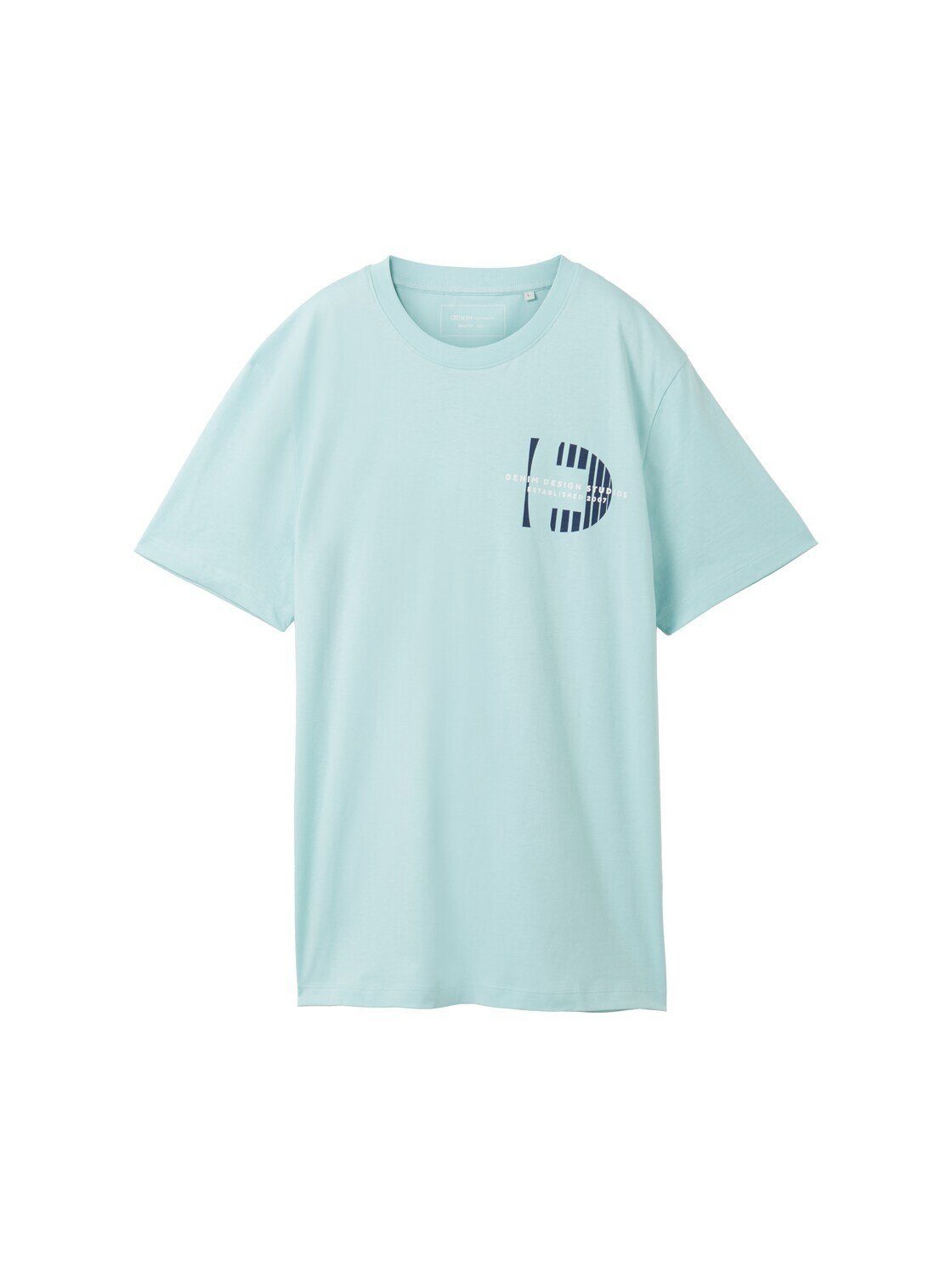 T-Shirt TAILOR turquoise TOM pastel T-Shirt Denim Print mit