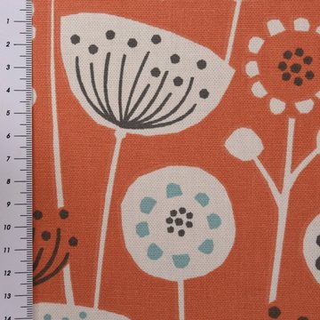 Stoff Fryett`s Dekostoff Baumwollstoff Blumen abstrakt orange 138cm