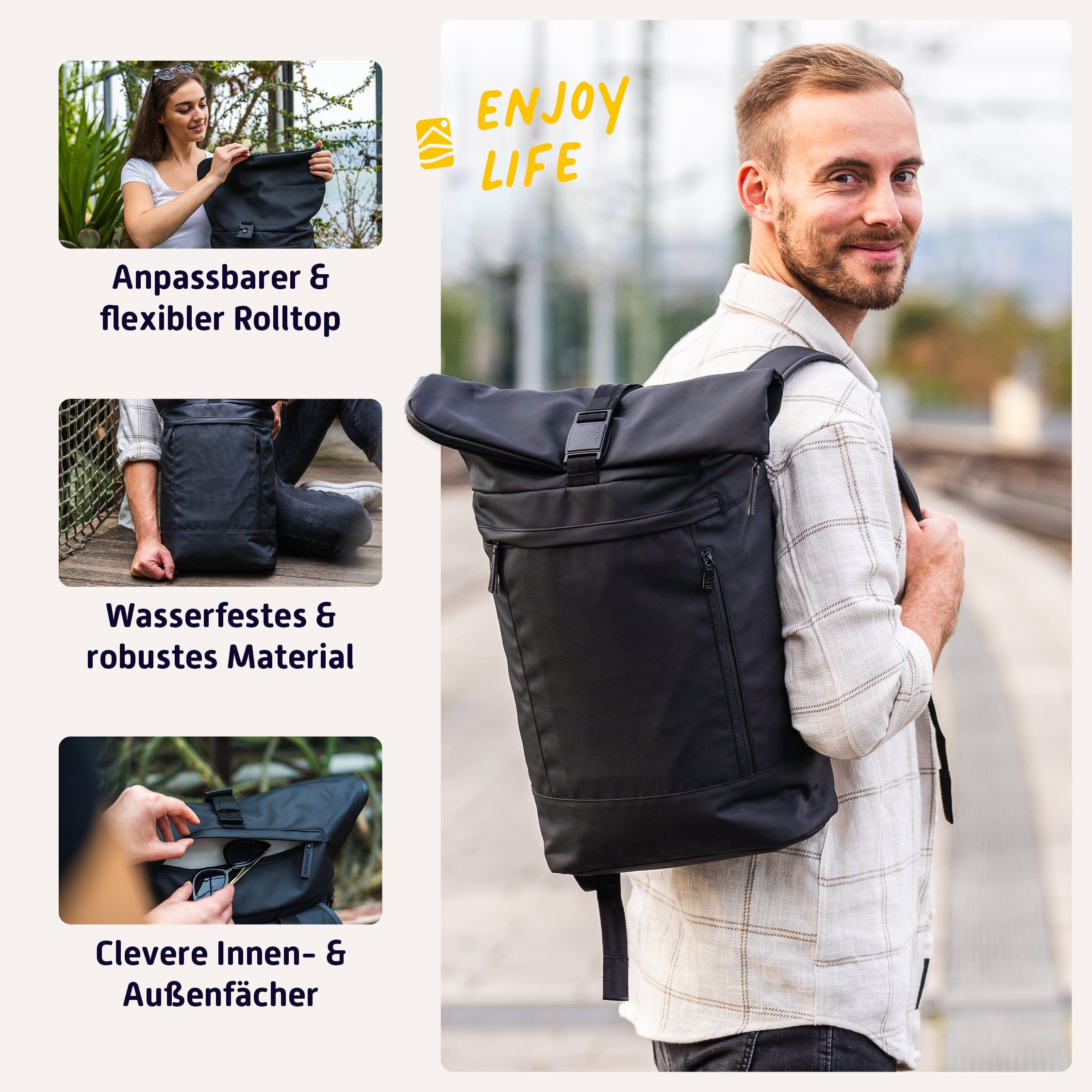 JOURNEXT Cityrucksack NEW TIMELESS, Rolltop Rucksack günstig online kaufen
