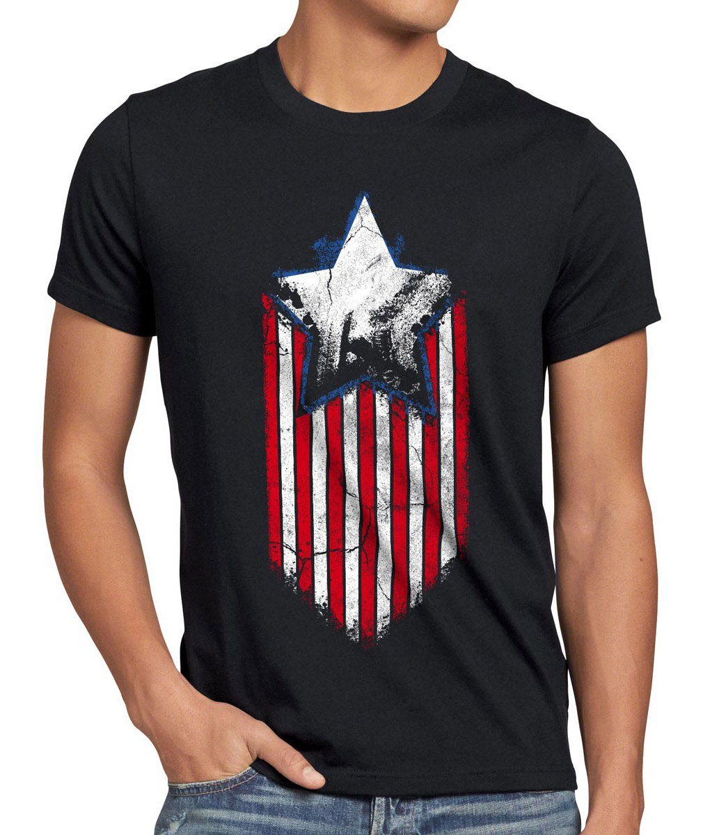 style3 Print-Shirt Herren T-Shirt USA Stars Stripes Amerika Held us Flagge Superheld States captain
