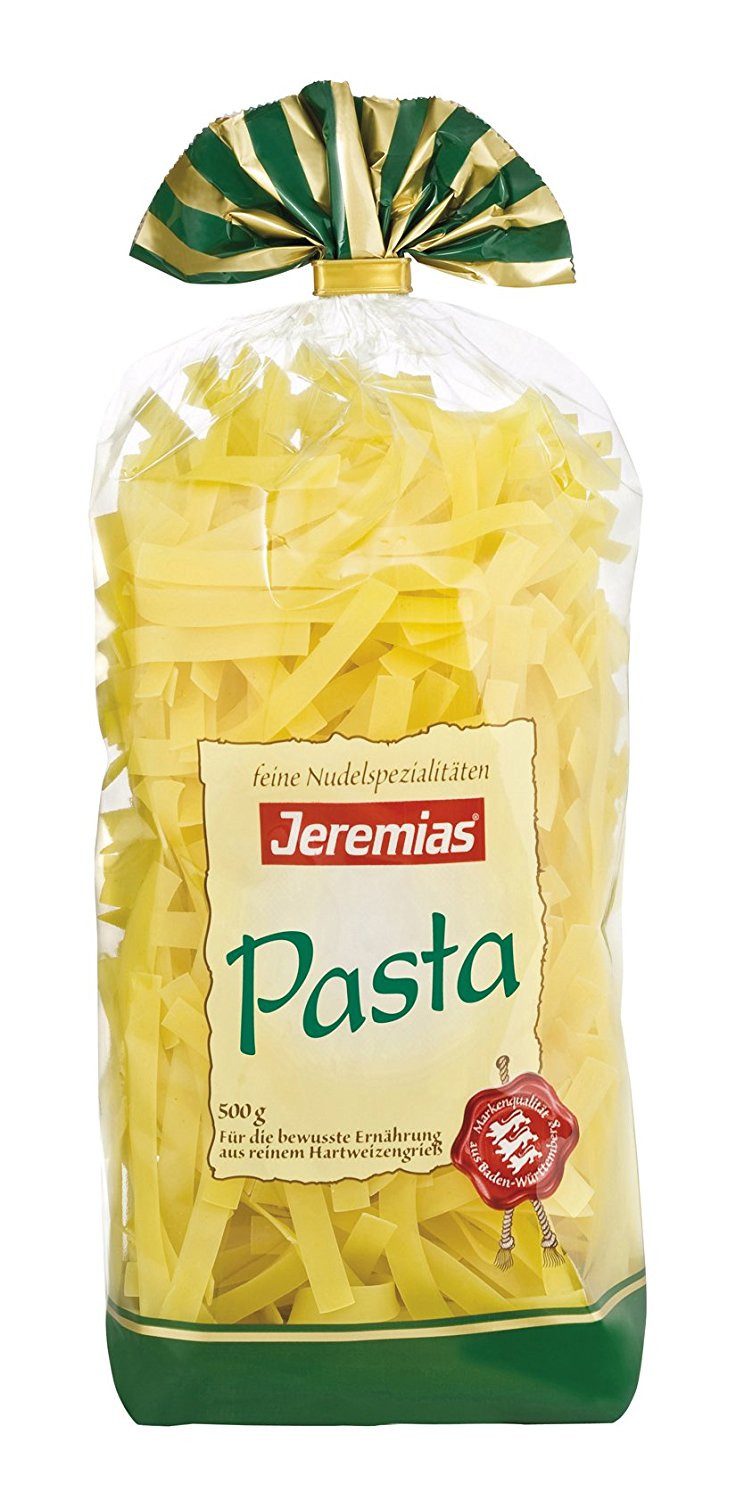 Jeremias Nudeln, Jeremias Bandnudeln 8mm Pasta aus Hartweizengriess 500g 4er Pack