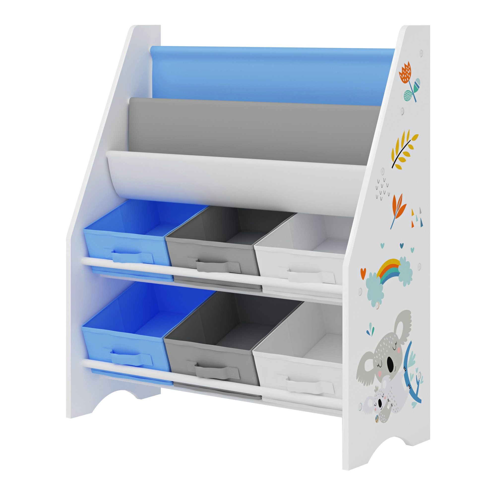 en.casa Kinderregal, »Ponteceso« Koala-Motiv 74 x 62 x 26,5 cm Weiß/Grau/Bl günstig online kaufen