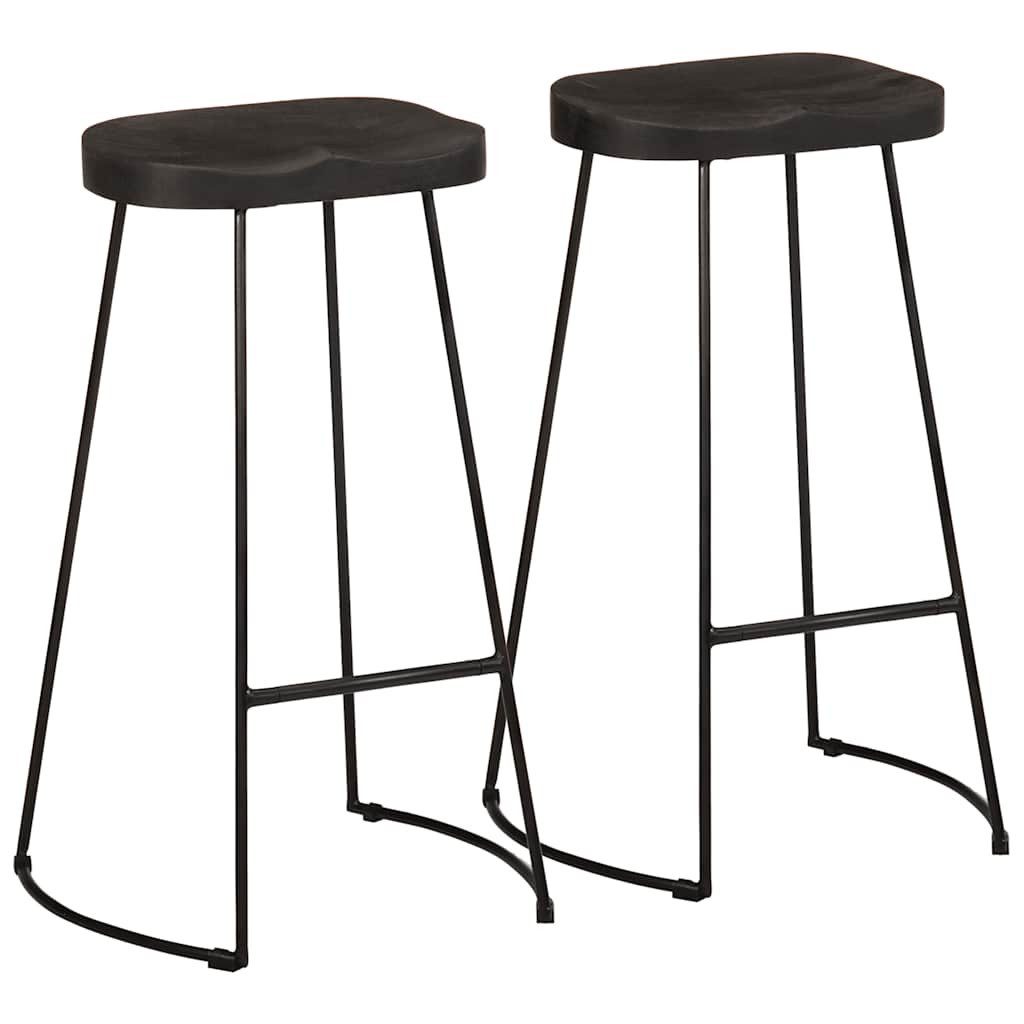 Barhocker Barhocker 2 Stk. Schwarz 45x40x78 cm Massivholz