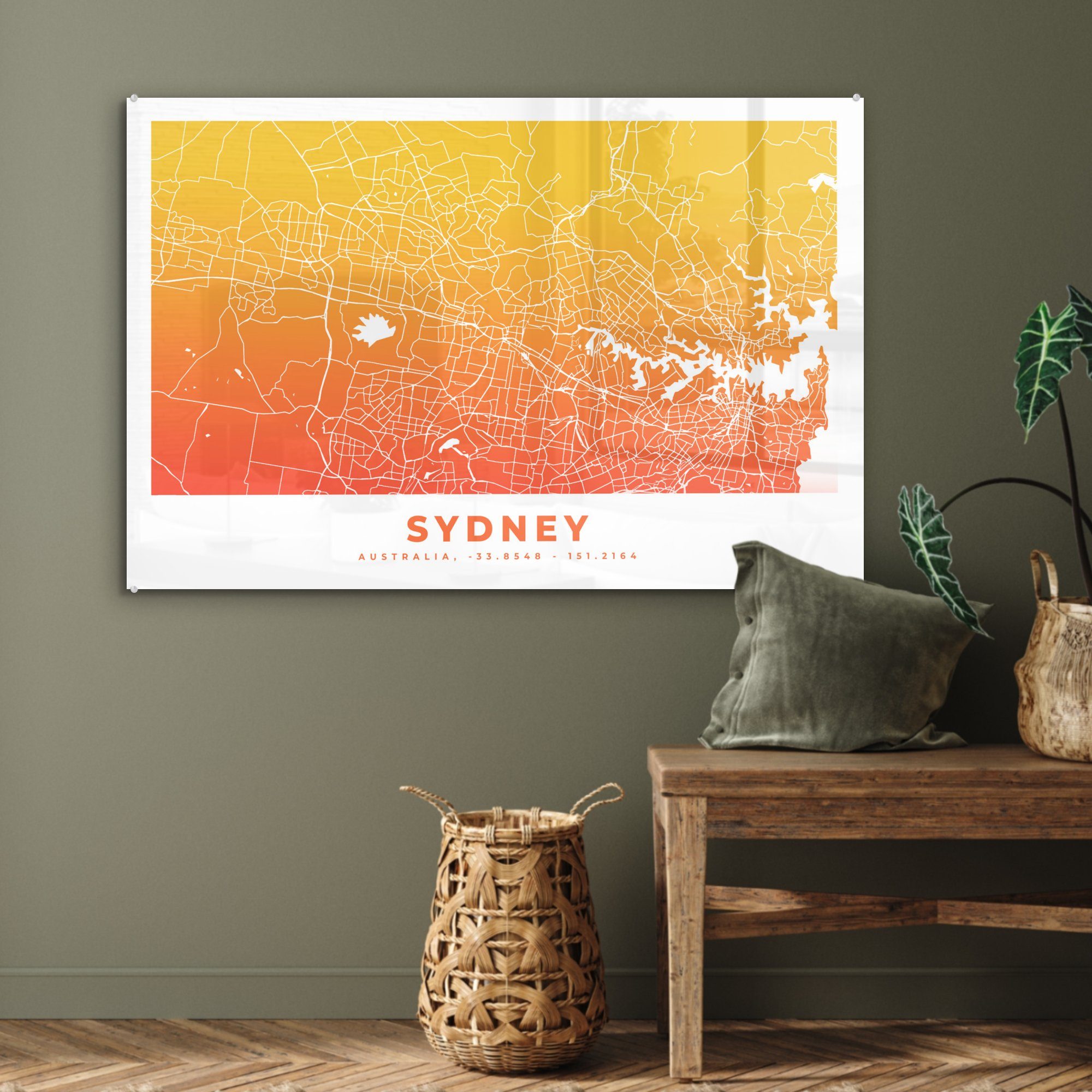 - - St), Acrylglasbilder Acrylglasbild Sydney Schlafzimmer MuchoWow Stadtplan (1 Australien, & Wohnzimmer