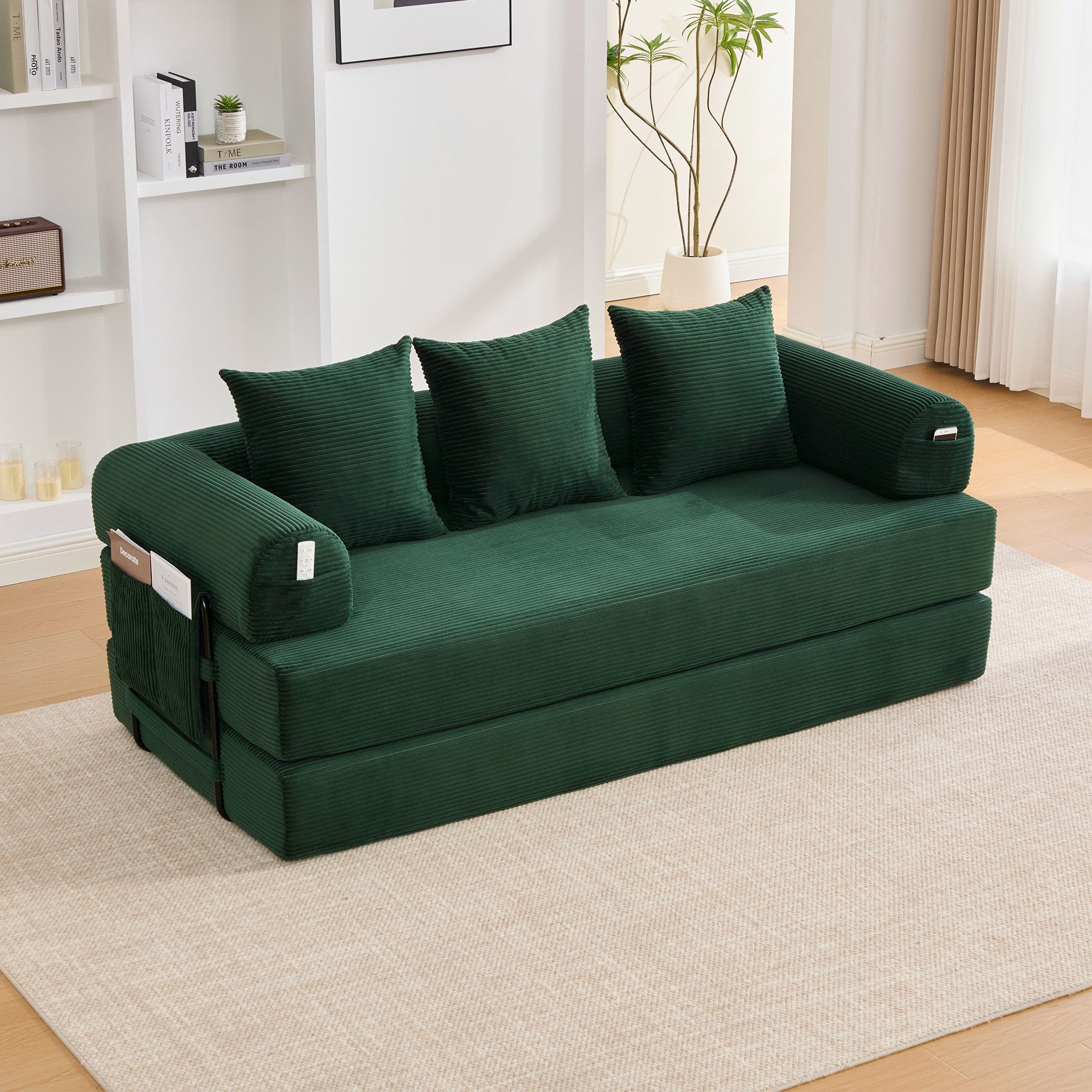 Odikalo 3-Sitzer Freizeitsofa Kompressionssofa Lounge Metallrahmen 3 Kissen Mehrfarbig