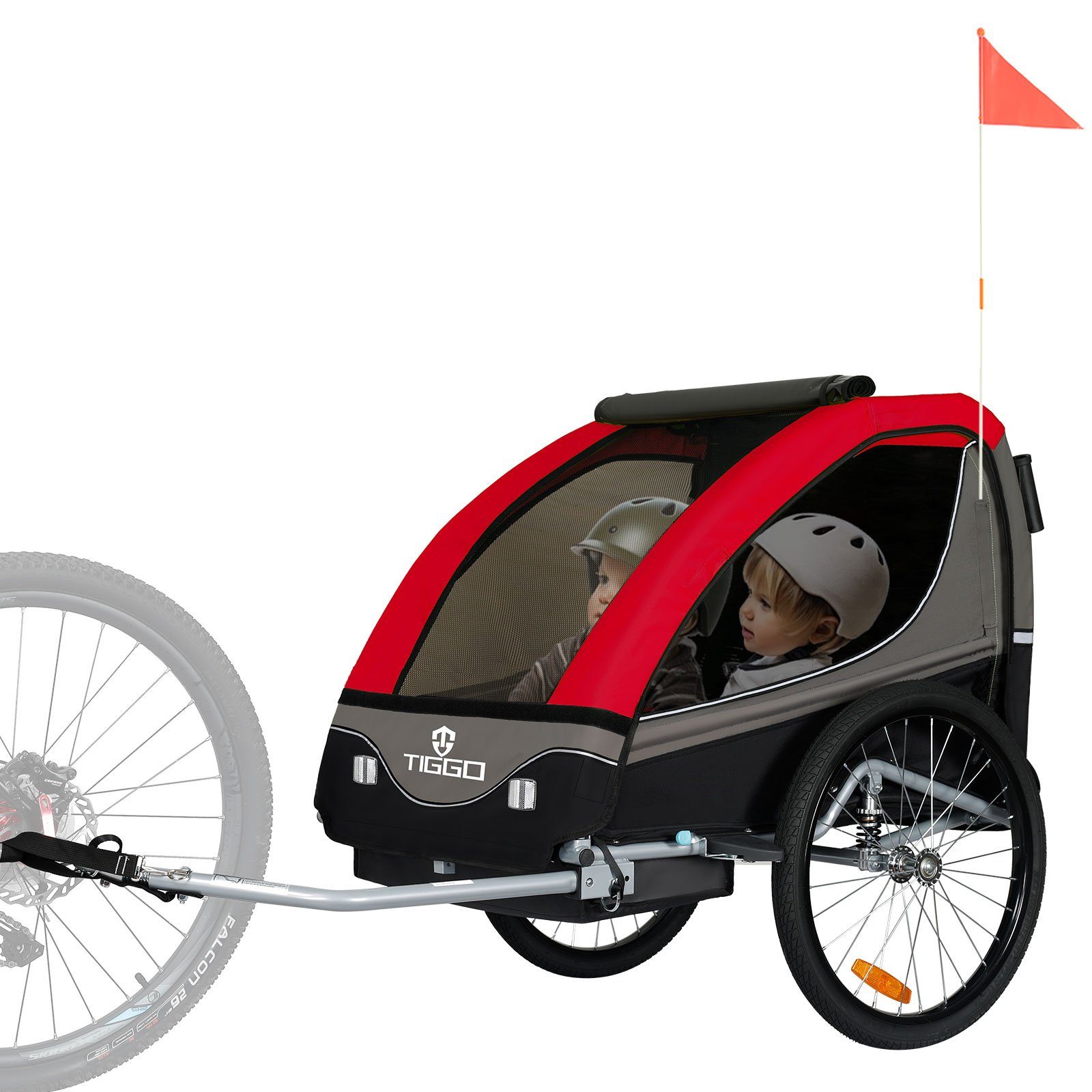 TIGGO Fahrradkinderanhänger Kinderanhänger 2 in 1 Kinderfahrradanhänger Fahrradanhänger, für 1-2 Kinder inklusive Joggerkit
