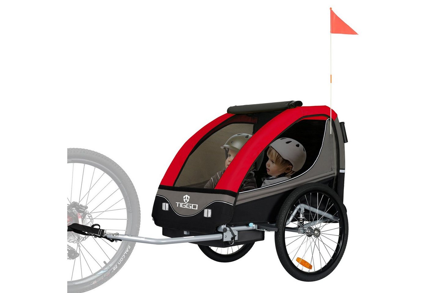 Thumbnail - TIGGO Fahrradkinderanhänger Kinderanhänger 2 in 1 Kinderfahrradanhänger Fahrradanhänger, für 1-2 Kinder inklusive Jogger...