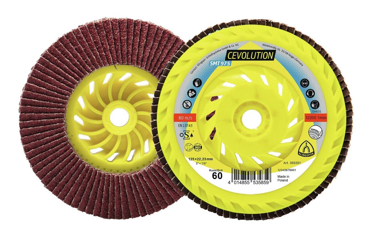 Klingspor Schleifscheibe, Fächerschleifscheibe SMT 975 M14 gewölbt Keramikkorund K60