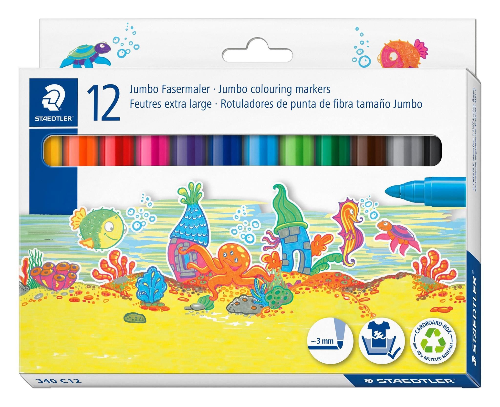 STAEDTLER Malstift Staedtler Fasermaler Jumbo 12ST Etui