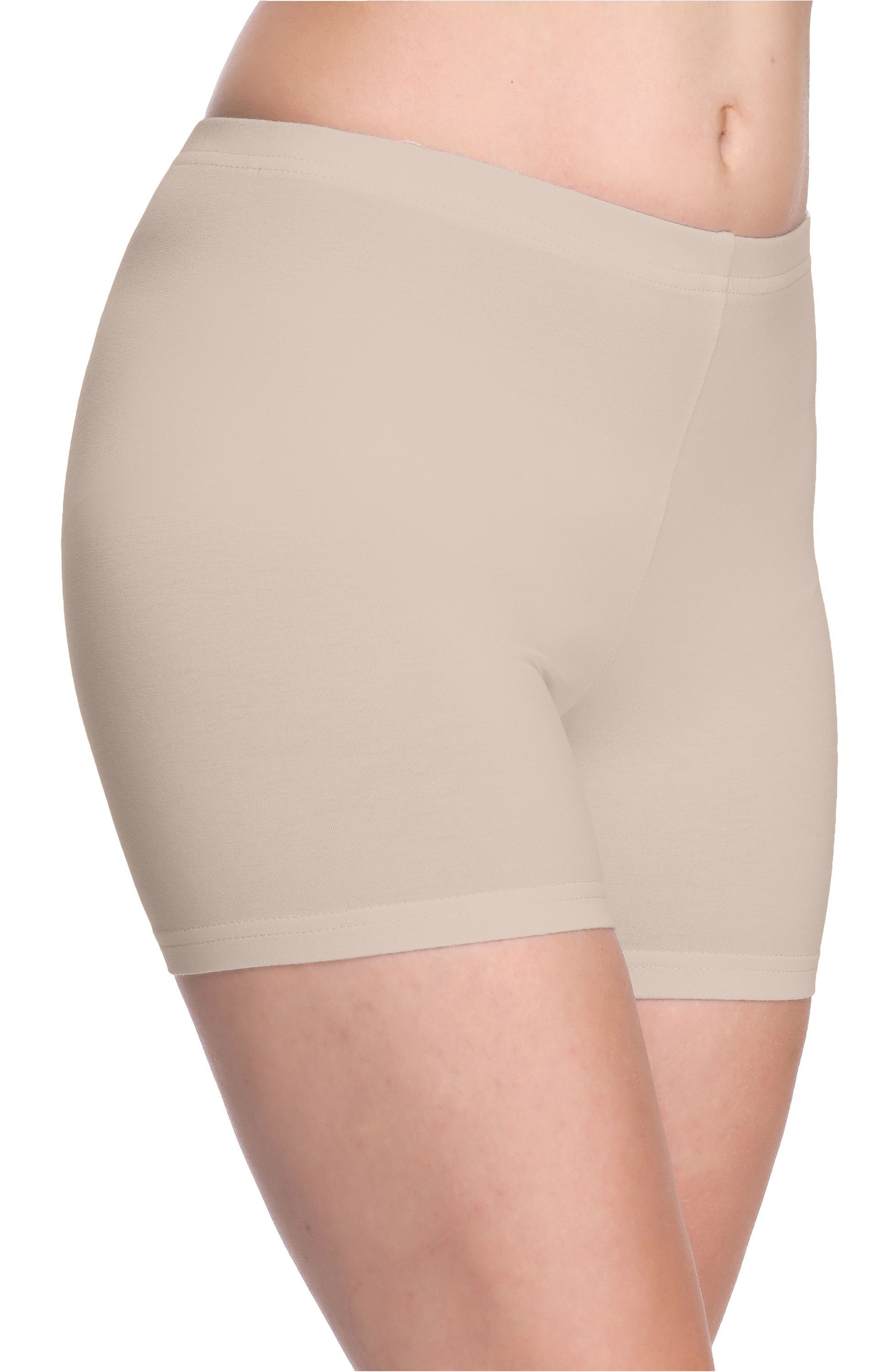 Bund Late (1-tlg) MS10-283 Merry Damen Shorts Style Boxershorts Radlerhose elastischer Hotpants Caffe Unterhose Leggings