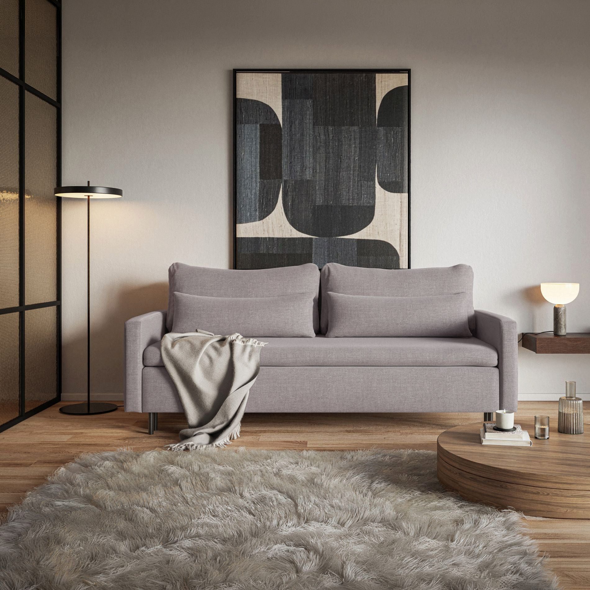 Selsey Schlafsofa, mit Schlaffunktion, Stauraum, Chenille und Zierkissen, 220 cm