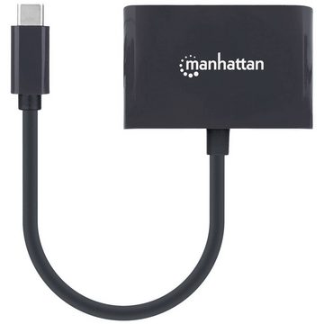 MANHATTAN USB-C® auf VGA- mit Power Delivery-Ladeport USB-Adapter, beidseitig verwendbarer Stecker, mit Ladebuchse