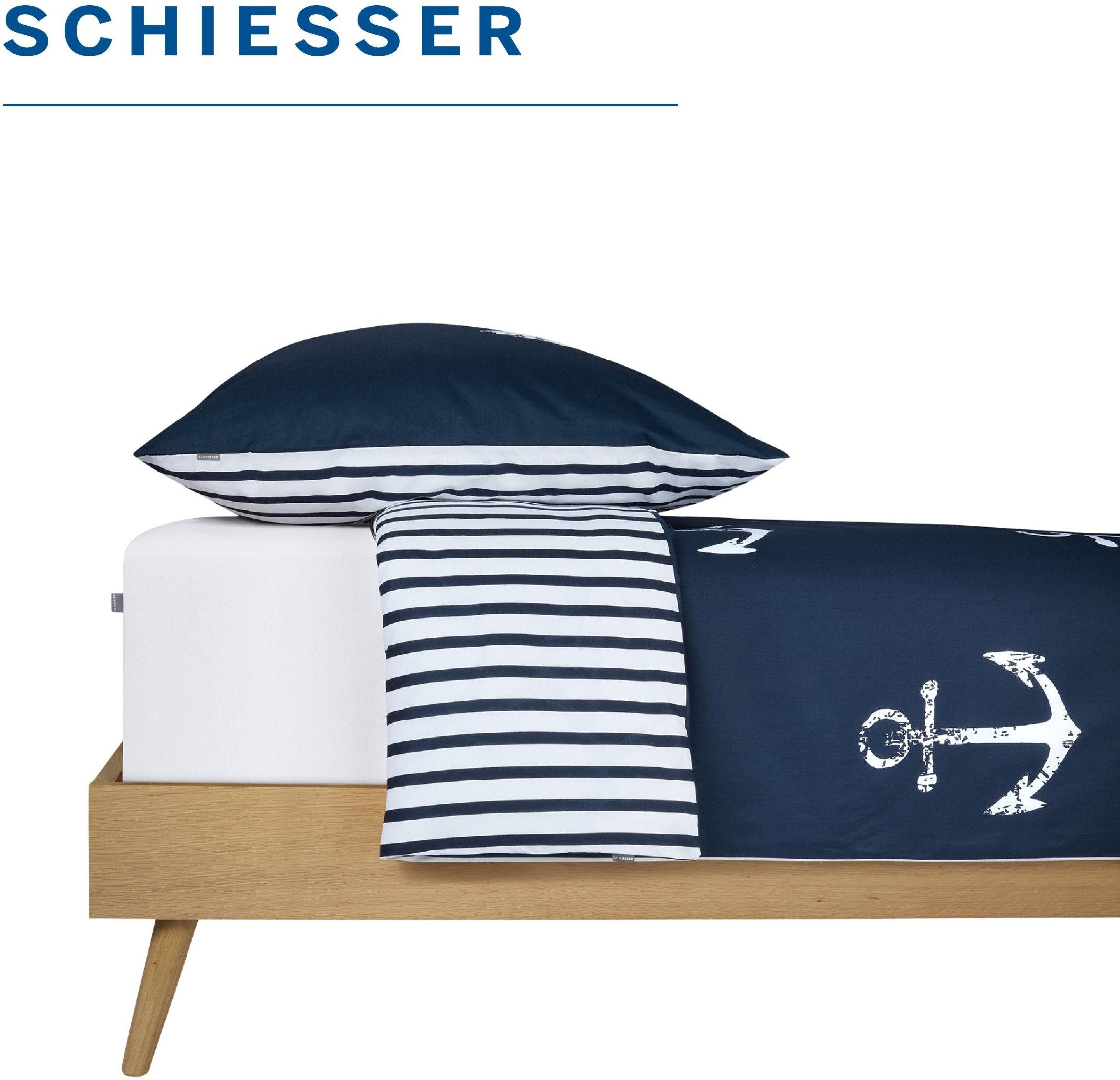 Schiesser Spannbettlaken Elli aus weicher Baumwolle mit Elasthananteil für flexiblen Sitz, Jersey-Elasthan, Gummizug: rundum, (1 Stück), für hohe Matratzen und  – Bild 4 von 5