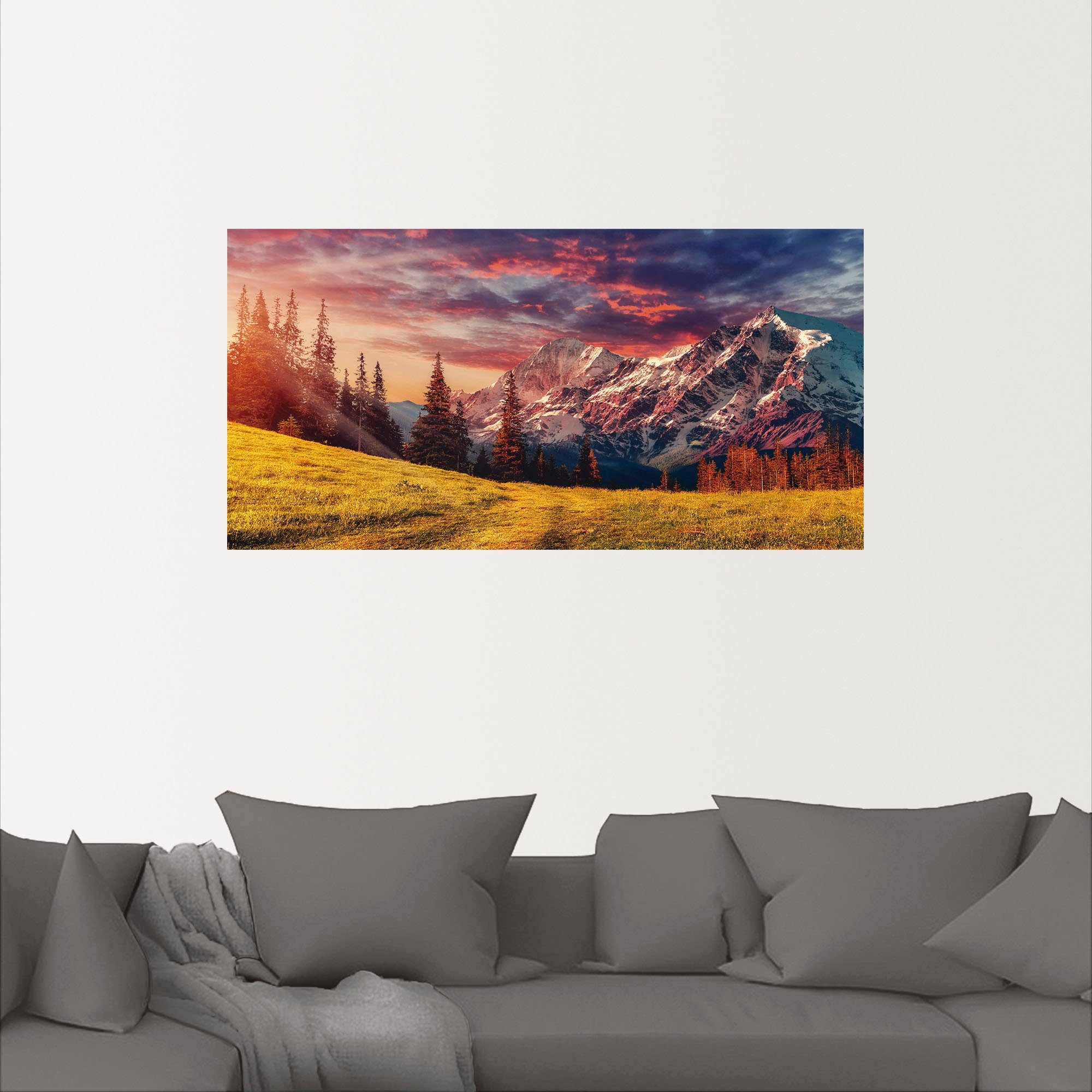 Artland Wandbild Alpines Hochland, in versch. St), oder als Wandaufkleber & Poster Alpenbilder (1 Alubild, Größen Berge Leinwandbild