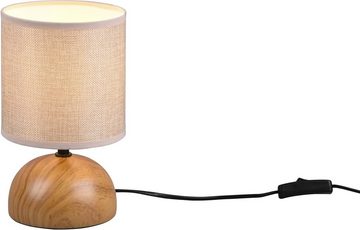 TRIO Leuchten Schreibtischlampe Luci, Ein-/Ausschalter, ohne Leuchtmittel, warmweiß - kaltweiß, Keramik Tischleuchte in Holzoptik, mit Stoffschirm, exkl 1xE14 max 40W