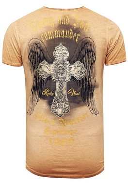 Rusty Neal T-Shirt mit modischer Knopfleiste