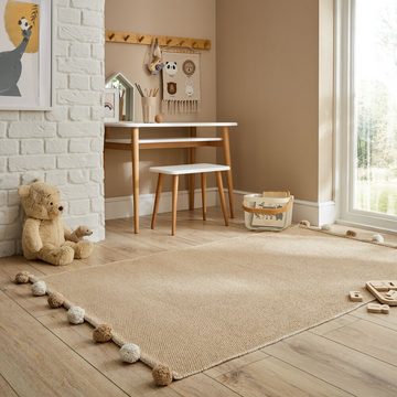 Kinderteppich Wendbarer Kinderzimmer-Teppich aus 100% Baumwolle mit Pom-Pom-Bordüre, KADIMA DESIGN, Rechteckig