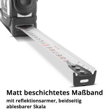 STAHLWERK Maßband Bandmaß / Maßband / Messband 8 Meter, mit Gürtelclip, Automatikrücklauf und schlagfestem Gehäuse