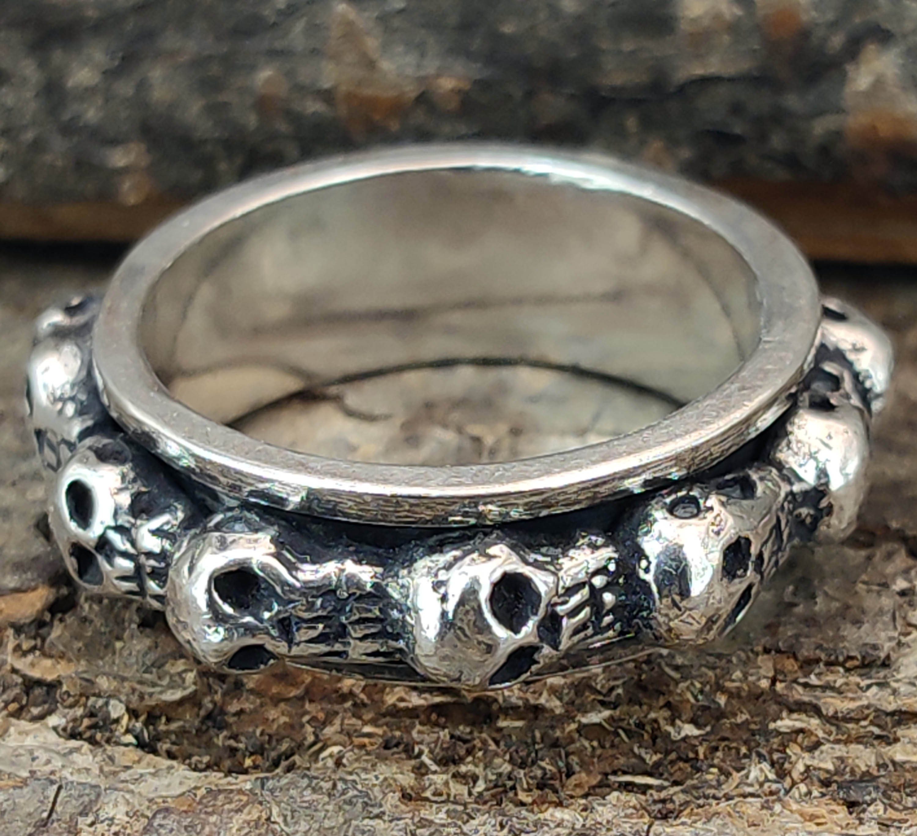 Kiss of Leather Silberring Drehring Totenkopf, Gr. 54-78 (tk9) - Silber