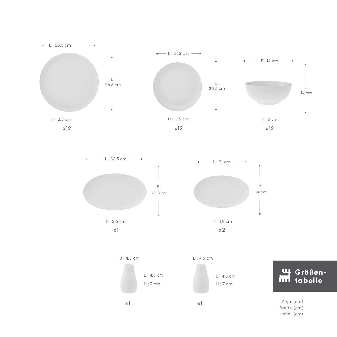 Karaca Geschirr-Set Forever Bone Allure 41-Teiliges Geschirrset für 12 Personen (41-tlg), 12 Personen, KNOCHENPORZELLAN