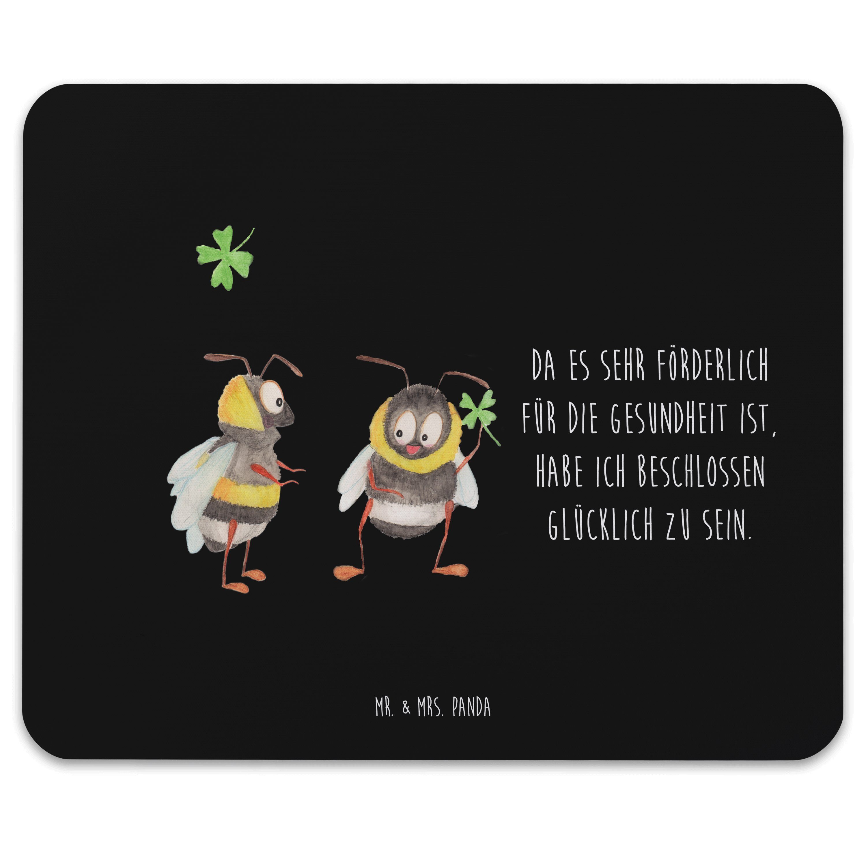 Mr. & Mrs. Panda Mauspad »Hummeln mit Kleeblatt Schwarz Geschenk