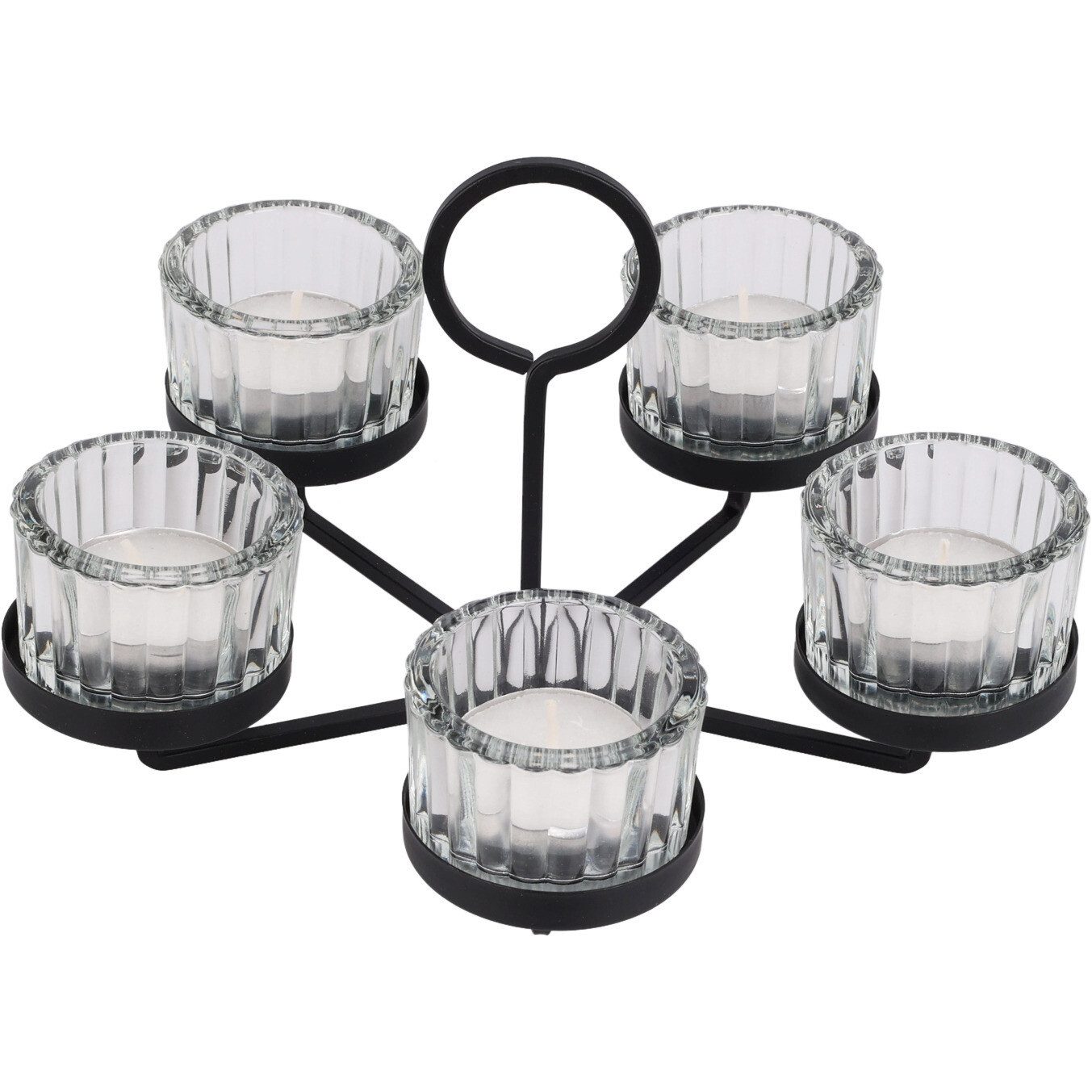 Home & styling collection Kerzenhalter Kerzenhalter für 5 Teelichter, Metall und Glas, 21 x 21 x 12 cm