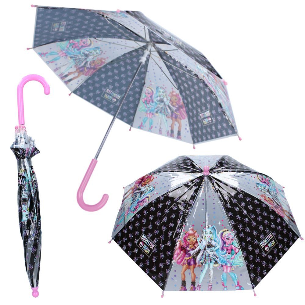 Monster High Stockregenschirm Stockschirm schwarz & transparent Monster High Kinder Regenschirm