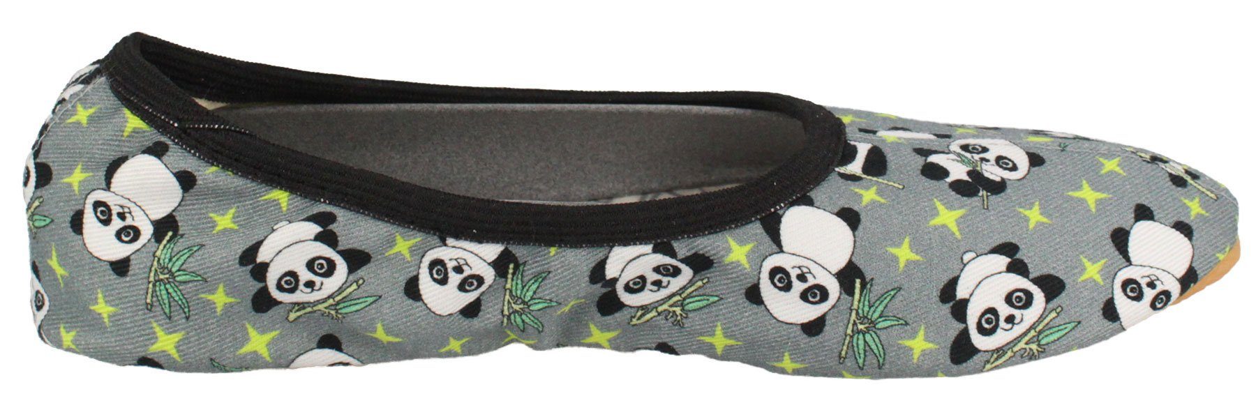 Beck Schläppchen Pandabär Gymnastikschuh (rutschfeste Laufsohle) unisex - robuste Baumwolle – Bild 3 von 5
