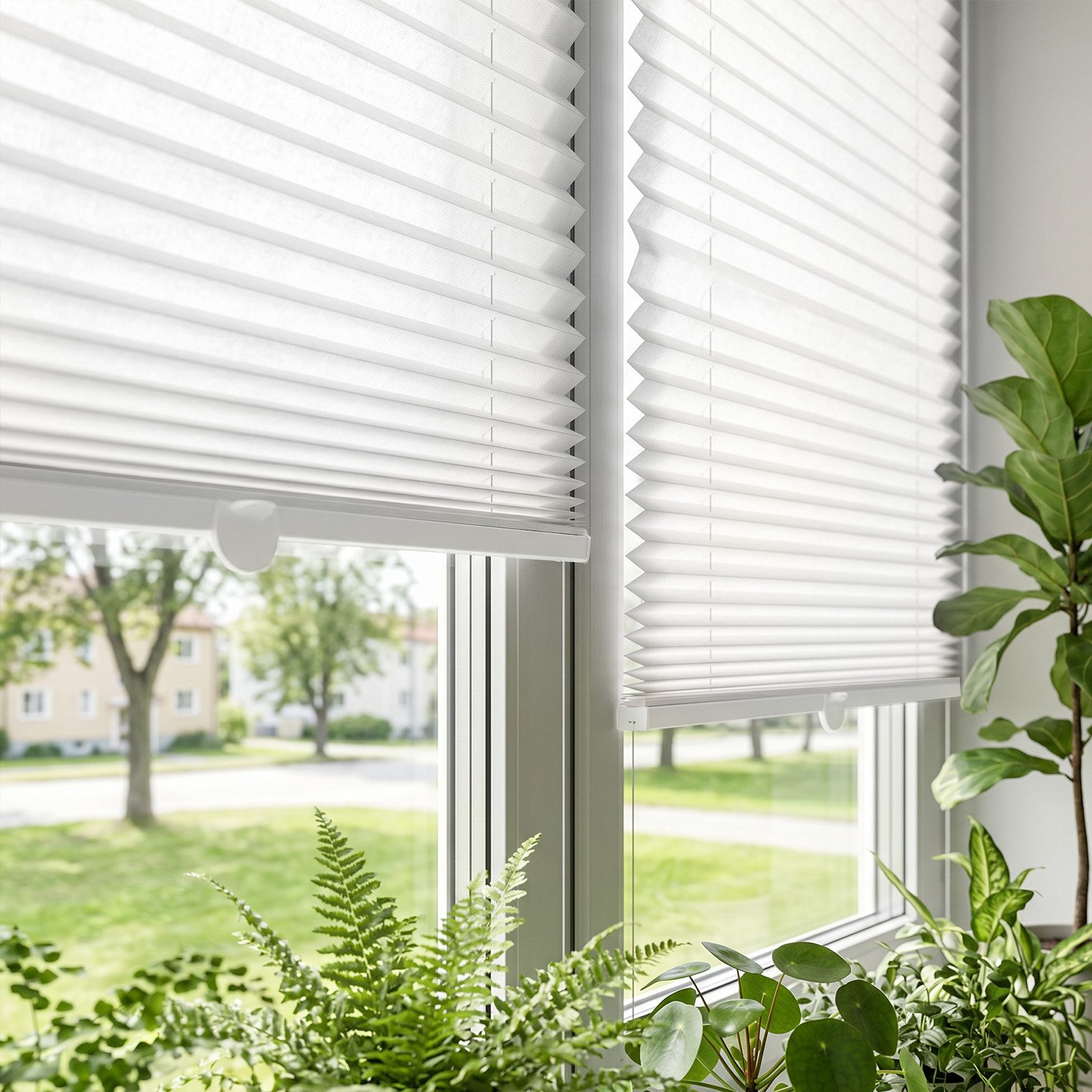 Salcar Plissee Plissee ohne Bohren Klemmfix Rollo verspannt für Fenster Lichtschutz, blickdicht mit Klemmträger im Fixmaß für Fenster und Türen