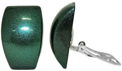 unbespielt Paar Кліпси Modeschmuck Сережки grün-metallic glänzend 27 x 17 mm Kunststoff, Modeschmuck für Damen