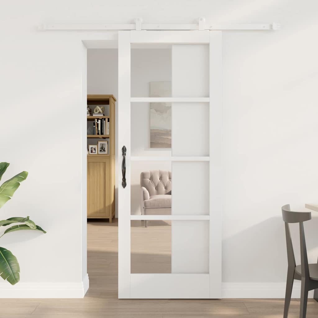 vidaXL Zimmertür Schiebetür mit Hardware Set ORKDALWeiß MDF Glas