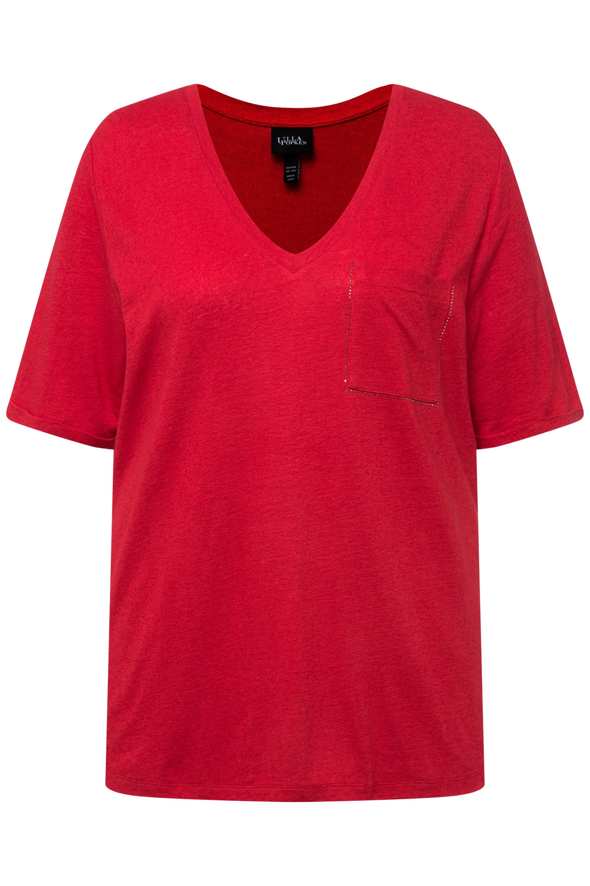 Ulla Popken T-Shirt T-Shirt Struktur Brusttasche günstig online kaufen