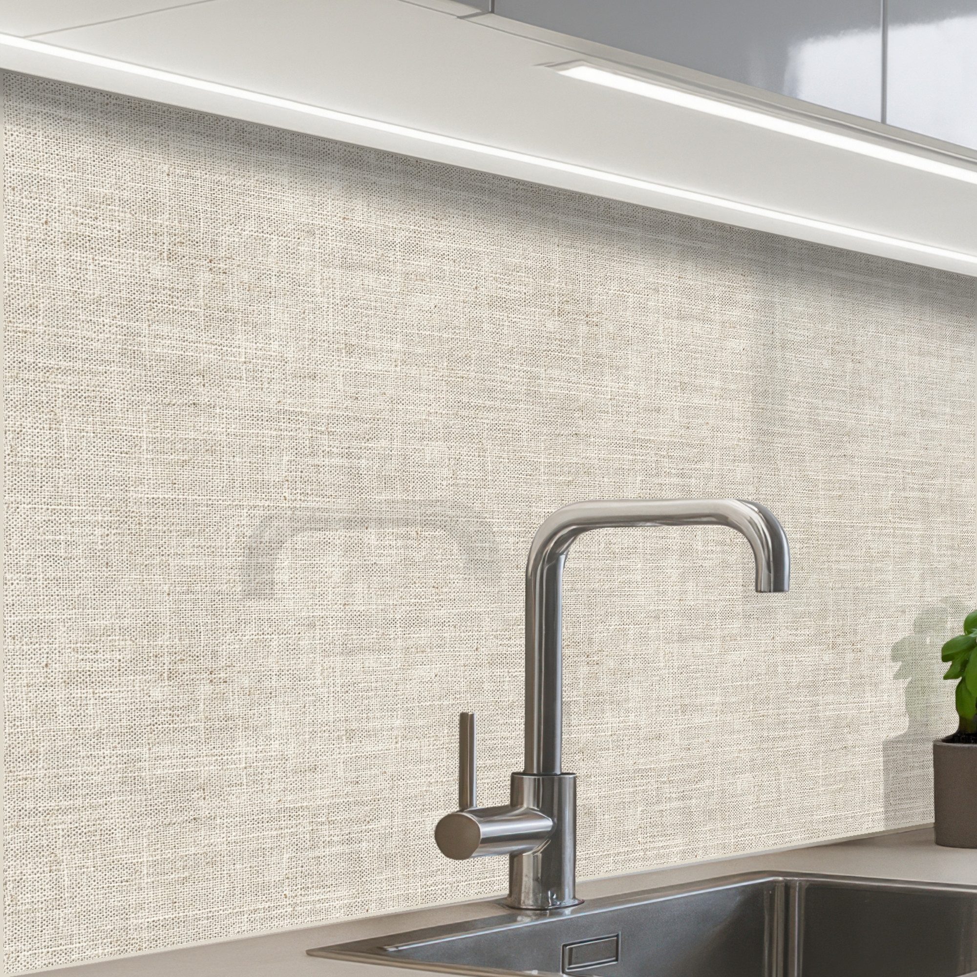 KitchenYeah Küchenrückwand Muster selbstklebend (keine Folie) Leinen - Textur - Beige, (1-tlg), Spritzschutz, Küche, Rückwand, Küchenwand, Küchenfront, 30x20 cm