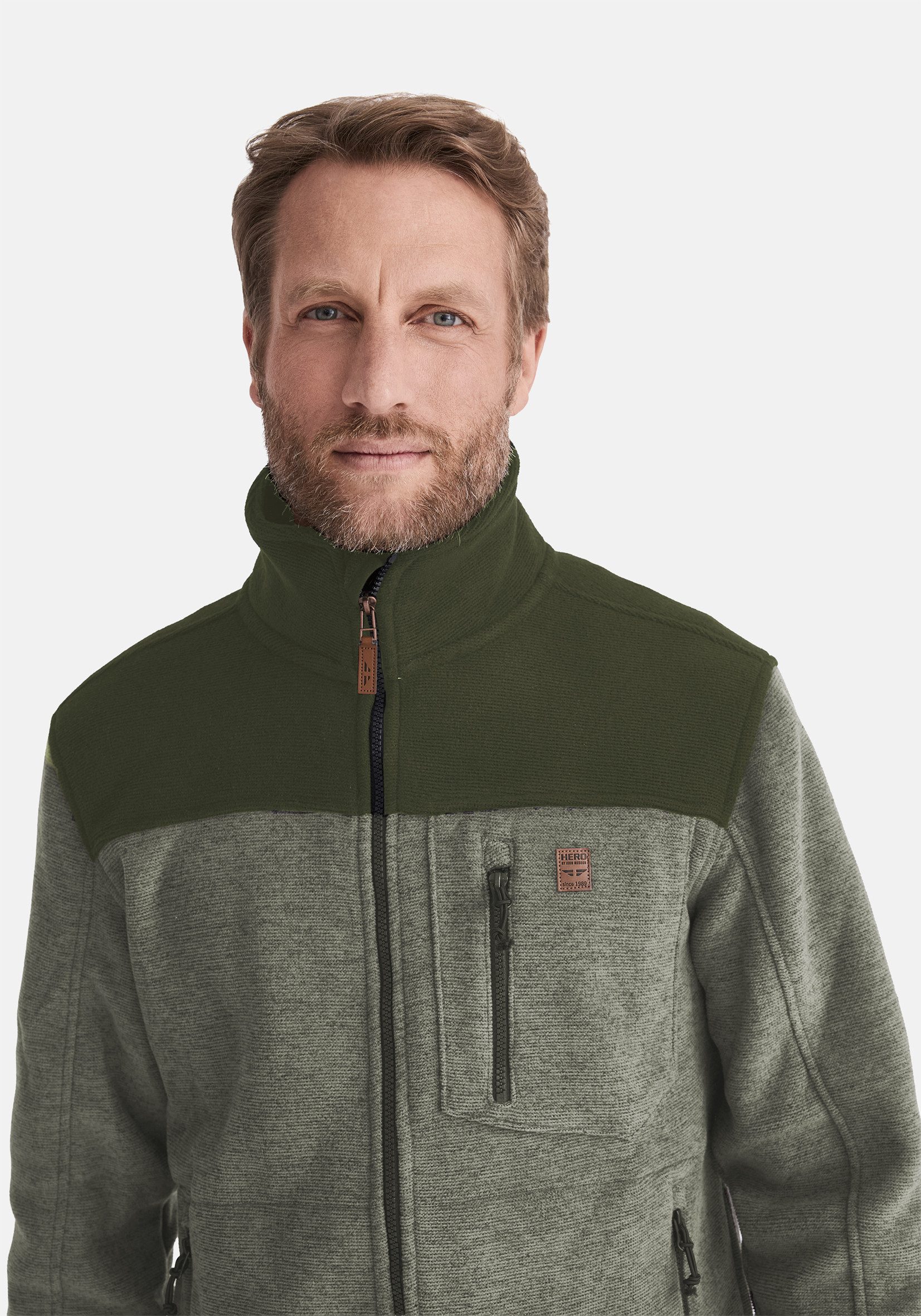 HERO by John Medoox Fleecejacke JOEL Heavy Strick-Fleecejacke Sherpa fleece Straight Fit Casual Sherpa für Herren