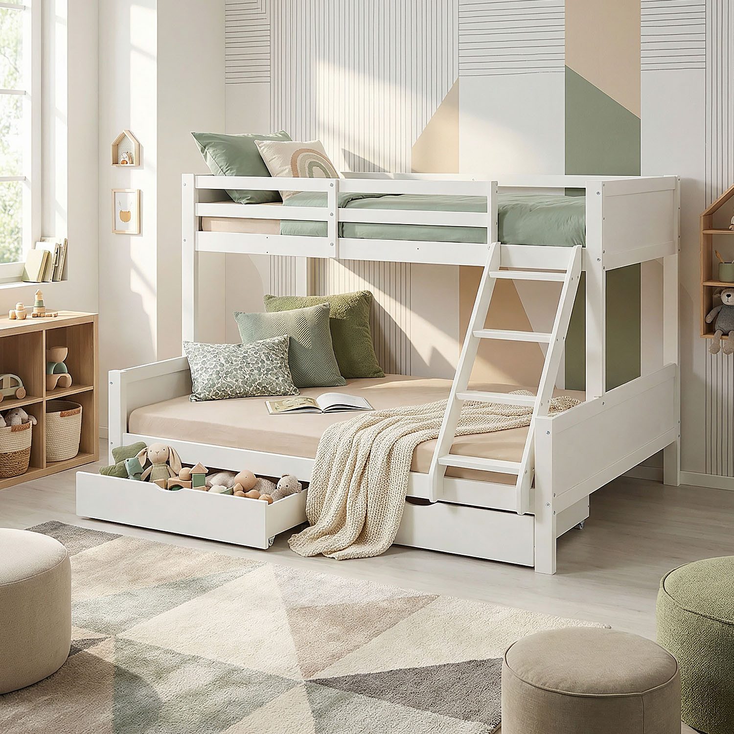 Homestyle4u Etagenbett Hochbett Kinder 90x200 &140x200 Massivholz inkl. 2 L günstig online kaufen