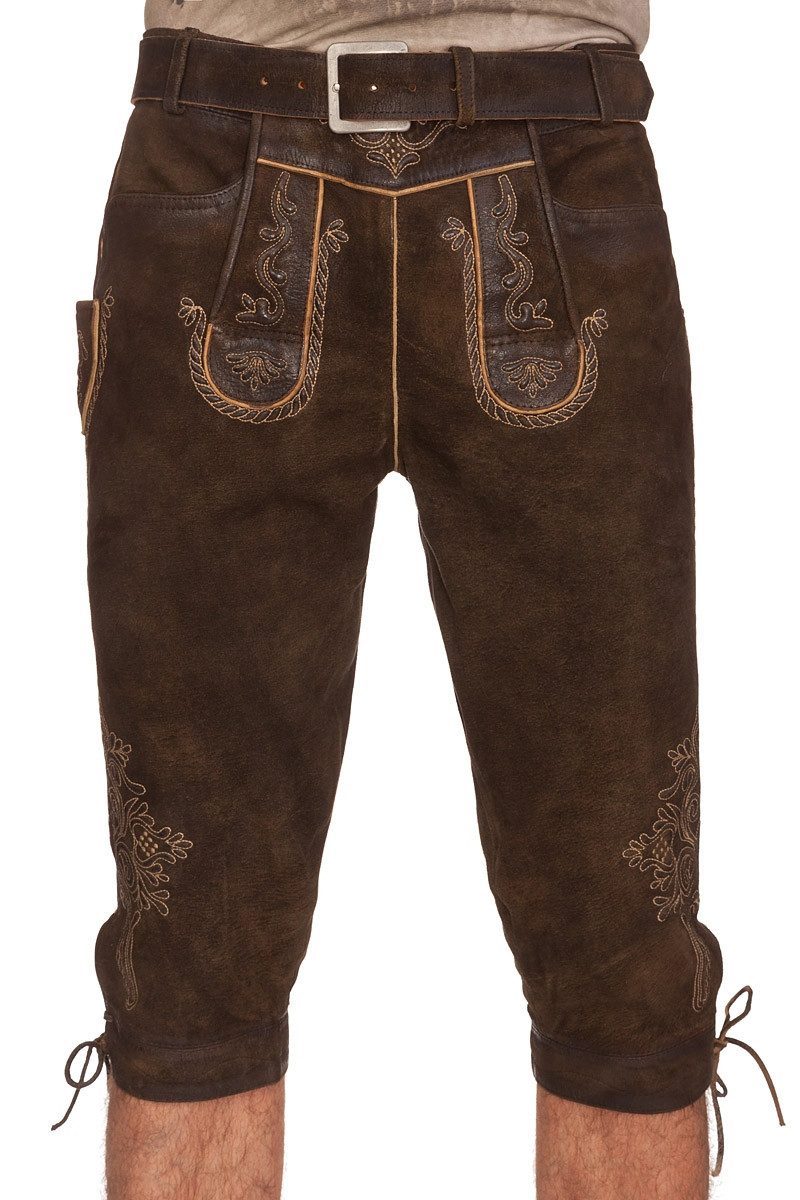 MarJo Trachtenlederhose Kniebundlederhose - SCHORSCHI - dunkelbraun