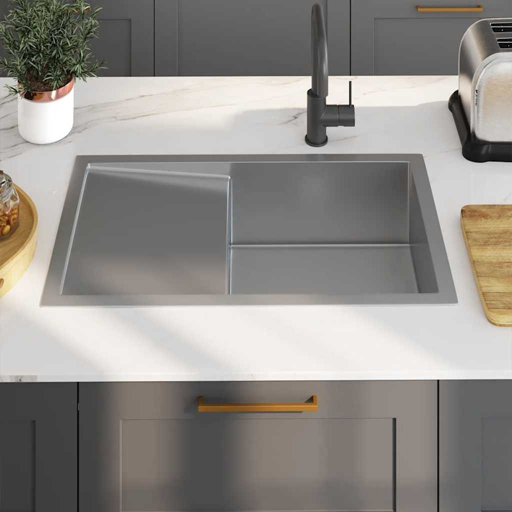 vidaXL Einbauspüle Handgemachte Einbauspüle Edelstahl, 44/75 cm
