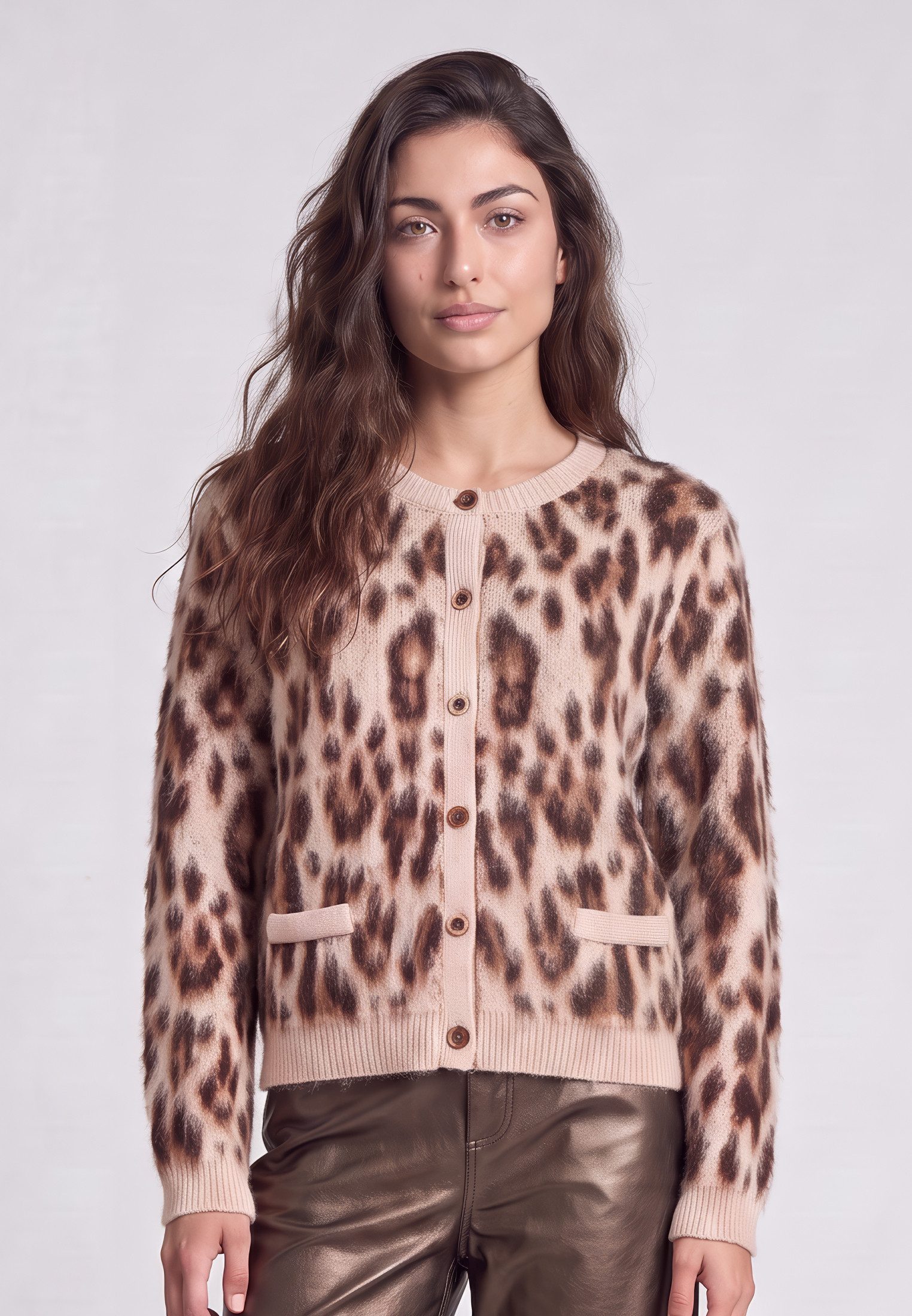 MARC AUREL Strickjacke im Leo-Jacquard