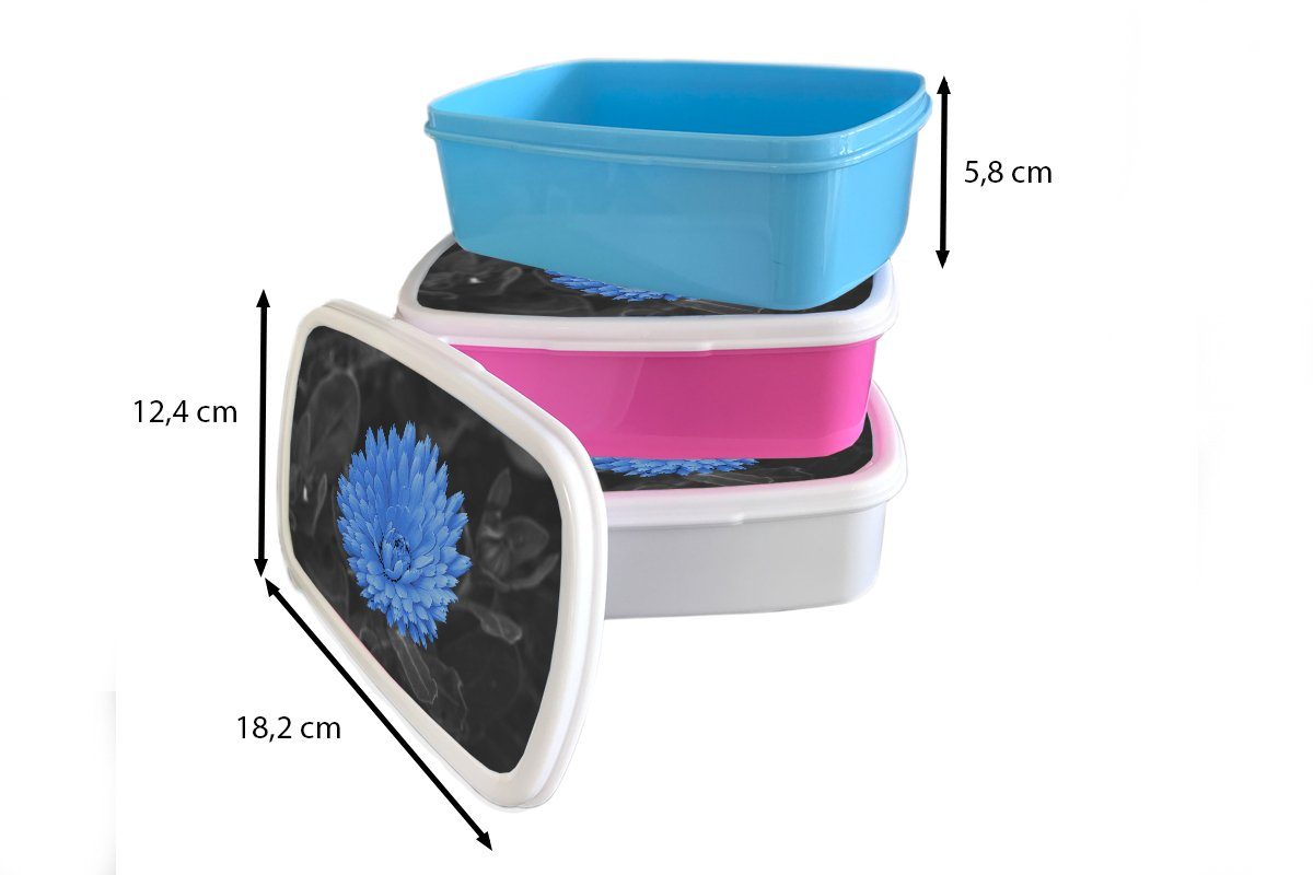 - Kinder (2-tlg), und Mädchen Erwachsene, MuchoWow Lunchbox - und Blumen - Blau, für für Schwarz Brotbox Kunststoff, Brotdose, Weiß Jungs