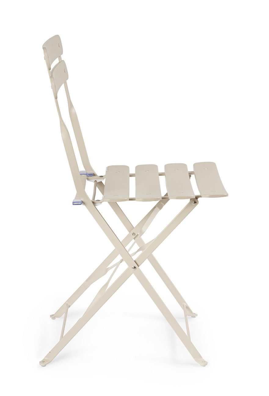 Bizzotto Gartenstuhl Yasmin 2er-Set aus Metall, Champagner, Klappbar