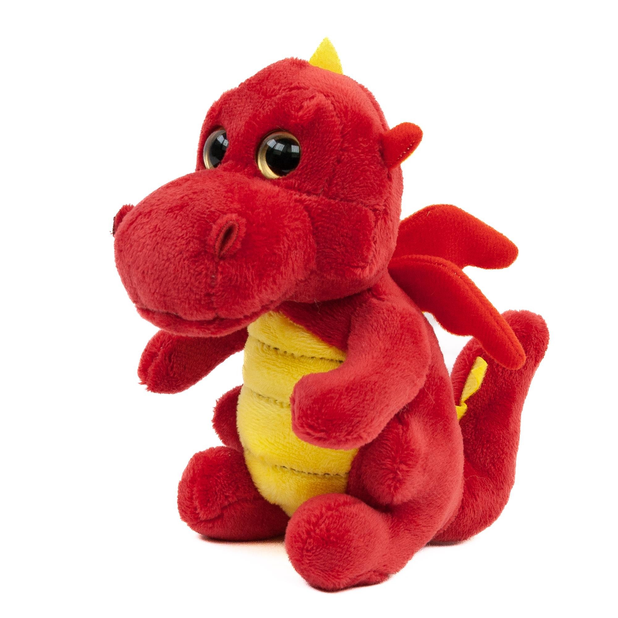 Teddys Rothenburg Kuscheltier Drache rot/gelb 18 cm stehend Plüschdrache Stofftier (Plüschtier, Stoffdrache, Fabelwesen)
