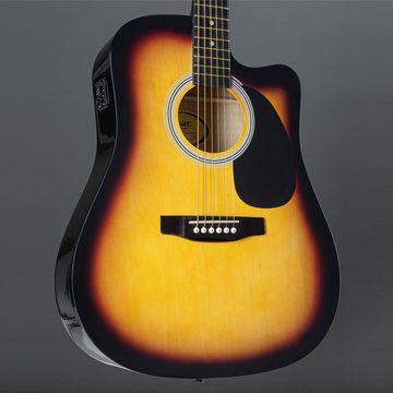 Squier Westerngitarre, Fender SA-105CE Dreadnought Sunburst, SA-105CE Dreadnought Sunburst - Westerngitarre