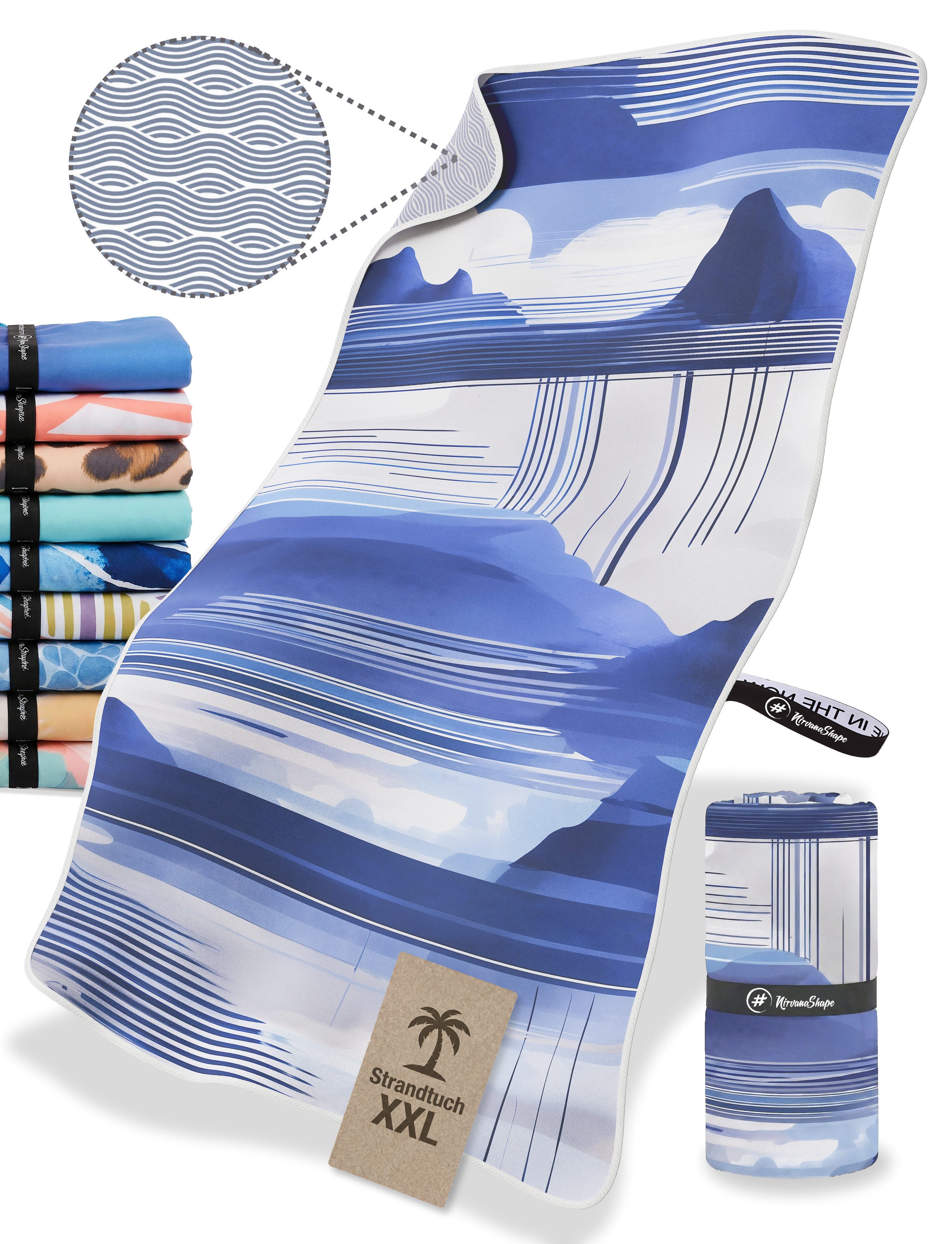 NirvanaShape Strandtuch Reise Handtuch Strandtuch XXL - Strandhandtuch, Mikrofaser Badetuch