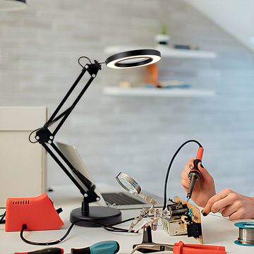 Retoo Lupenlampe Lupe mit Licht und Ständer Lupenleuchte Schreibtischlampe LED, Energieeffizienz, Flexibilität und Mobilität, Einzigartiges Design