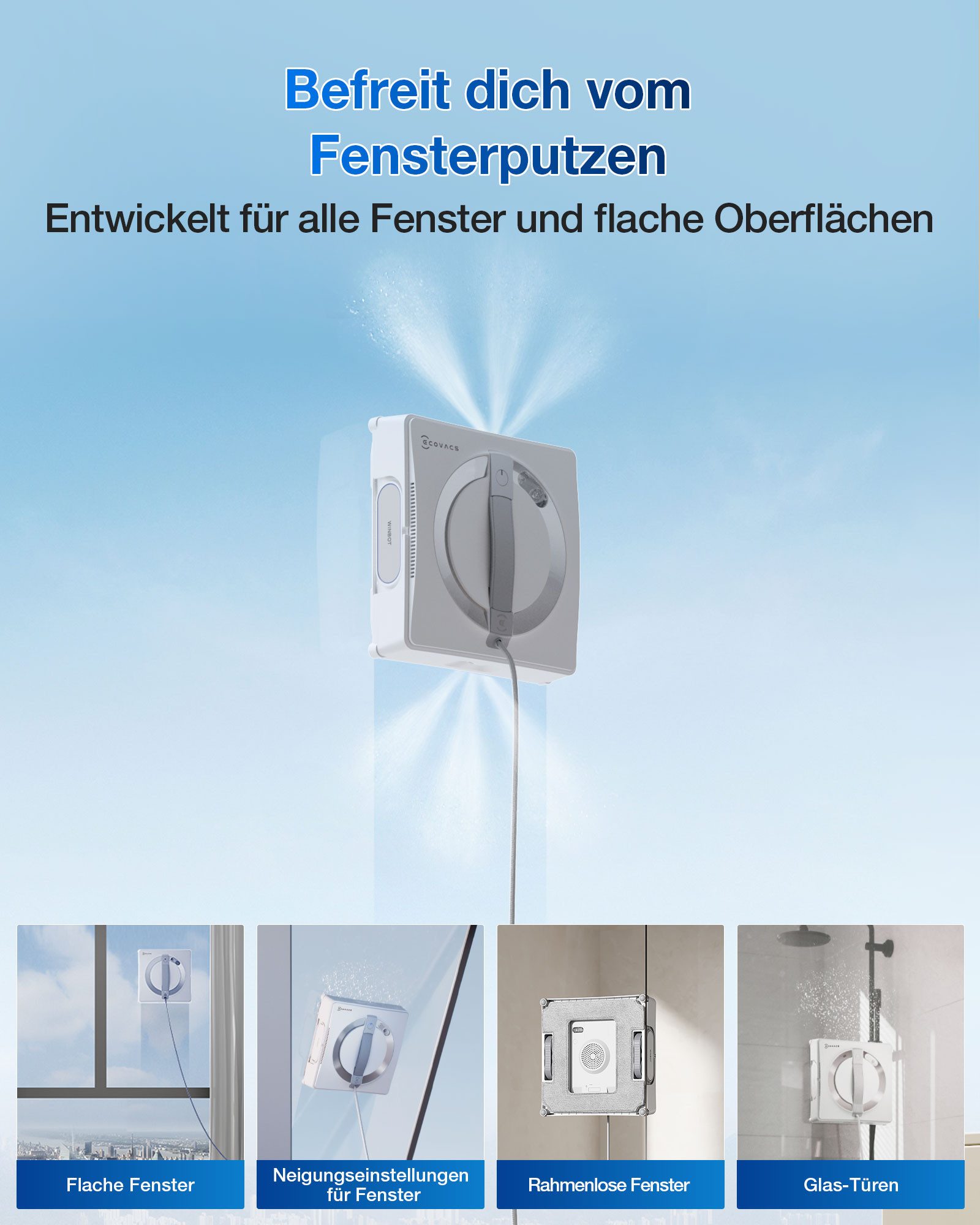 ECOVACS Akku-Hand-und Stielstaubsauger WINBOT W2 PRO Fensterputzroboter