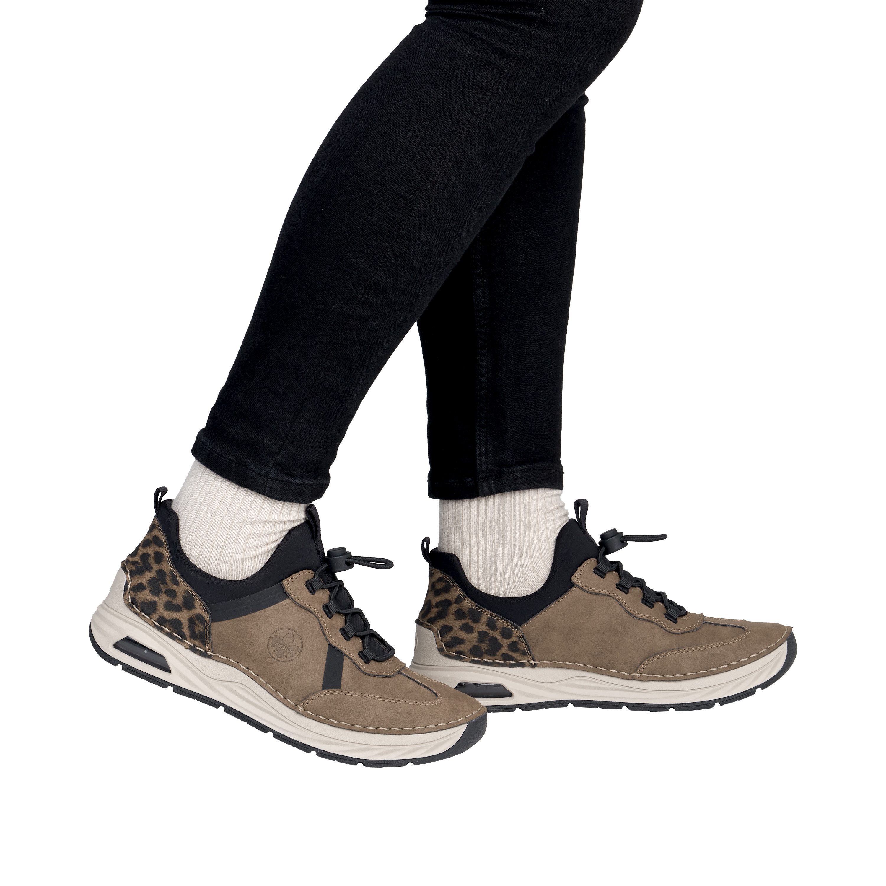 Rieker Slip-On Sneaker Schlupfschuh, Slipper, Freizeitschuh, Halbschuh mit Leo-Einsatz